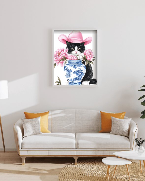 Cowboy Cat and Peonies - MartsWall