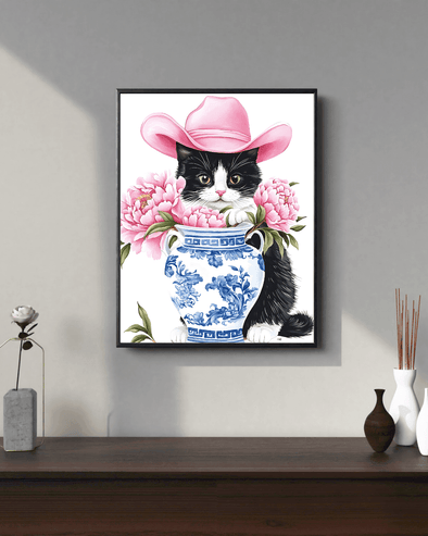 Cowboy Cat and Peonies - MartsWall