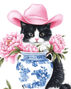 Cowboy Cat and Peonies - MartsWall