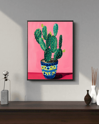 Mexican Cactus in Blue Talavera - MartsWall