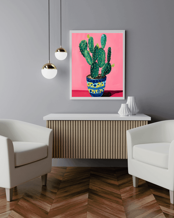 Mexican Cactus in Blue Talavera - MartsWall