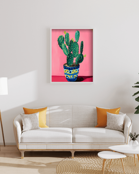 Mexican Cactus in Blue Talavera - MartsWall